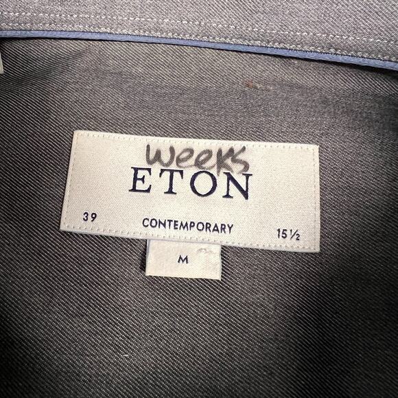 Eton Shirt Mens M Gray Contemporary Slim Fit Button Down Formal Preppy - Picture 4 of 7